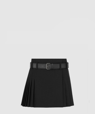 벨트 쇼트 플리츠 치마바지