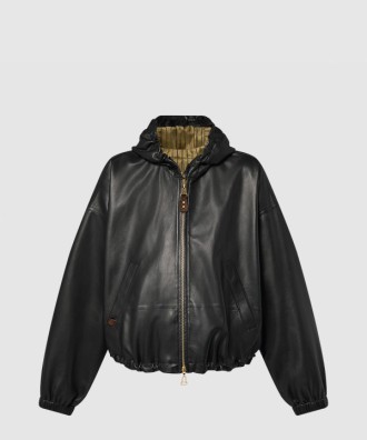 레더 후디드 재킷