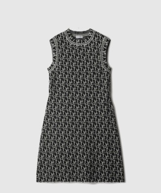 라인 참 패턴 울 블렌드 드레스