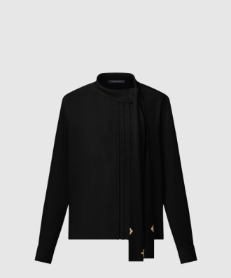 플리츠 디테일 펜던트 칼라 셔츠