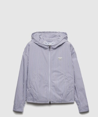 스트라이프 포플린 블루종 재킷