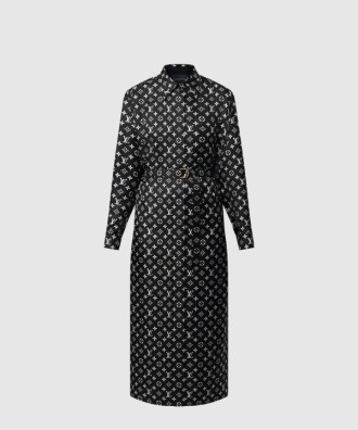 모노그램 실크 셔츠 드레스