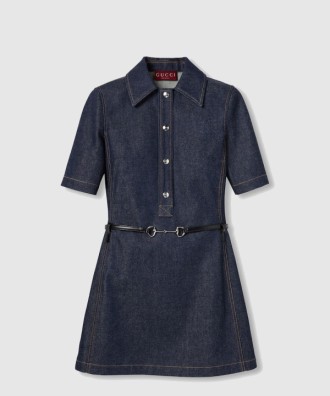 홀스빗 데님 미니 드레스