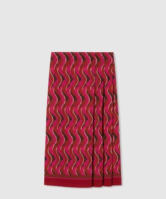 중간 길이 플로라 크레이프 스커트