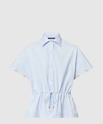 드로스트링 웨이스트 코튼 포플린 셔츠