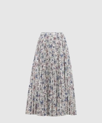 플리츠 미디 스커트