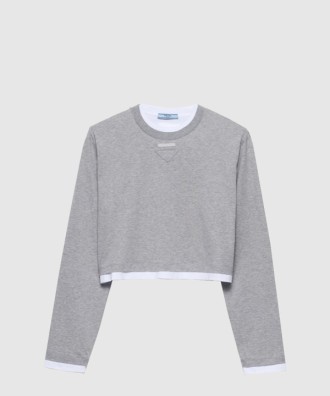 긴 소매 코튼 저지 티셔츠