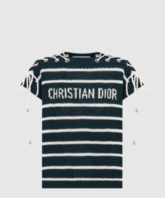 Dioriviera 레이스업 캡 슬리브 스웨터