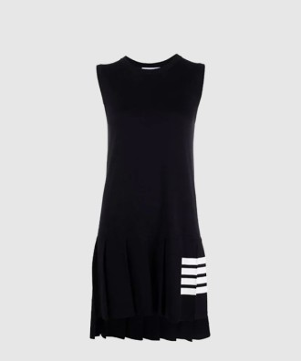 사선바 슬리브리스 플리츠 원피스