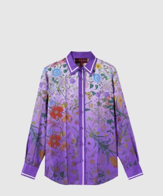 프린트 실크 셔츠