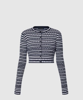 스캘럽 스트라이프 가디건