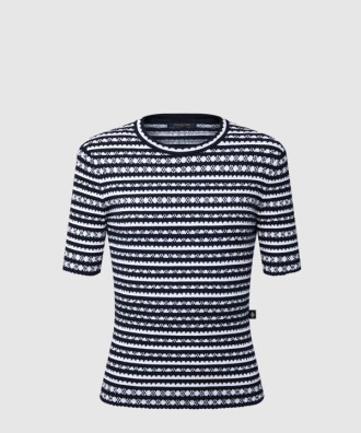 스캘럽 스트라이프 니트 톱