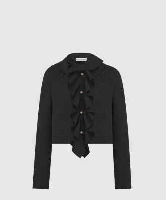 크롭 재킷 탈착식 루싱 칼라