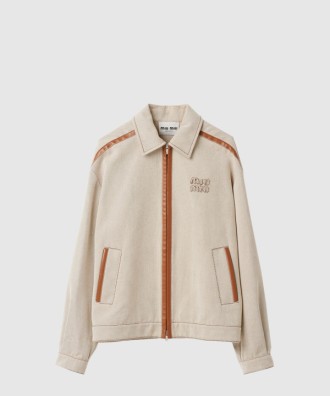 자카드 캔버스 블루종 재킷