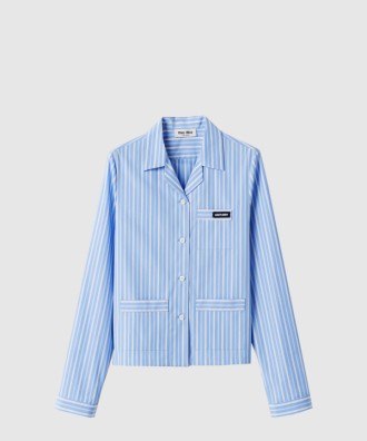 스트라이프 포플린 파자마 셔츠