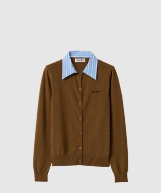 카라 장식 캐시미어 가디건