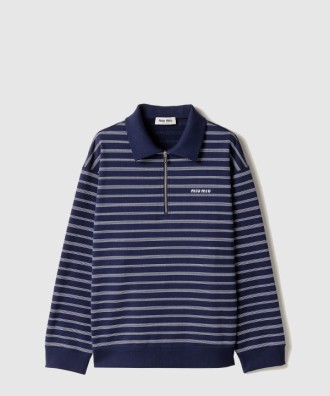 스트라이프 지퍼 폴로 셔츠