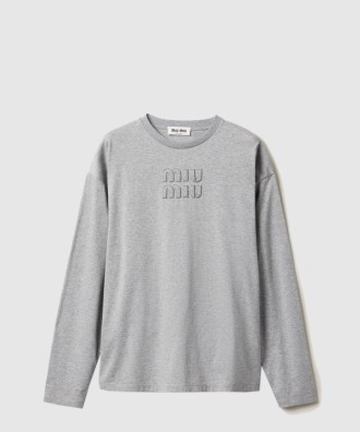 자수 로고 장식 코튼 티셔츠