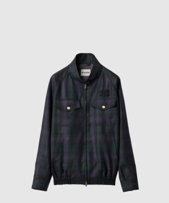 체크 블루종 재킷
