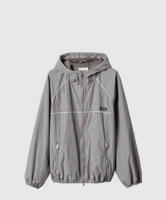 체크 테크니컬 패브릭 봄버 재킷