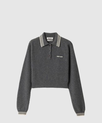 울 및 캐시미어 폴로 스웨터