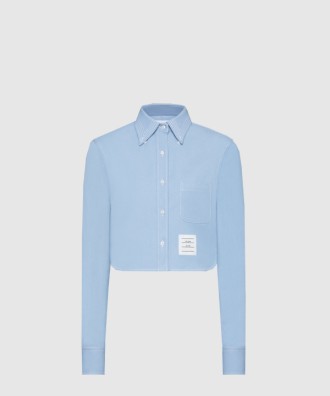 데님 클래식 크롭 롱 슬리브 셔츠