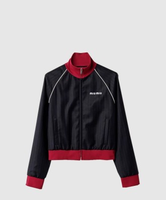 핀스트라이프 지퍼 블루종 재킷