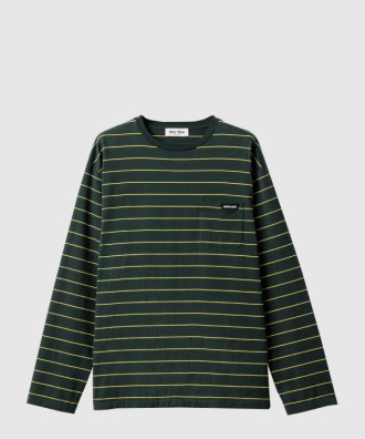 롱 슬리브 코튼 저지 티셔츠