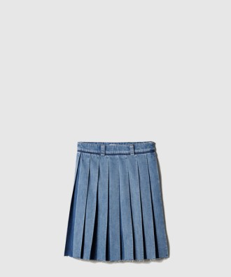 플리츠 데님 스커트