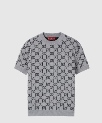 리버서블 GG 울 자카드 탑