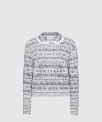 울 플란넬 모헤어 자카드 피터팬 칼라 풀오버