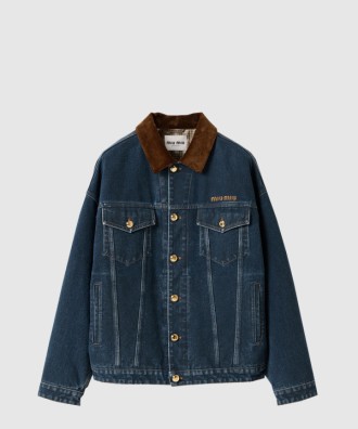 플로킹 데님 벨벳 블루종 재킷