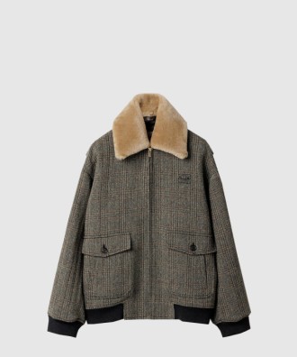 시어링 칼라 셰브론 블루종 재킷