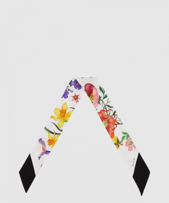 실크 트윌 플로라 프린트 넥 보우 406206