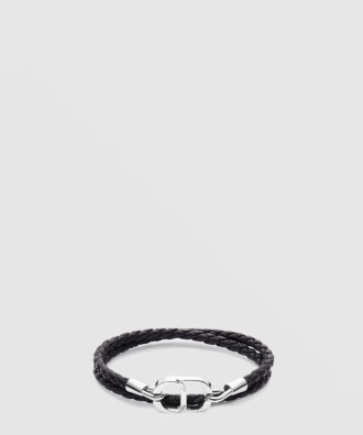 CD Icon 브레이드 가죽 더블 팔찌 B1973