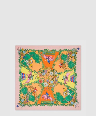 올오버 플로라 프린트 실크 까레 810870