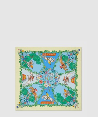 올오버 플로라 프린트 실크 까레 810870