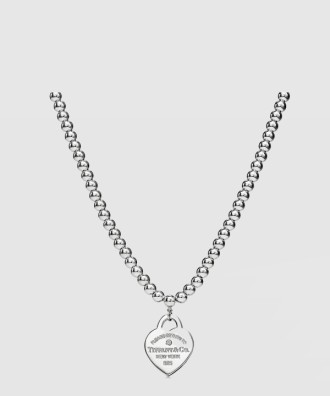 티파니 하트 태그 비드 네크리스