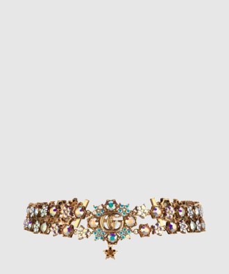 더블 G 플라워 크리스털 목걸이 753867