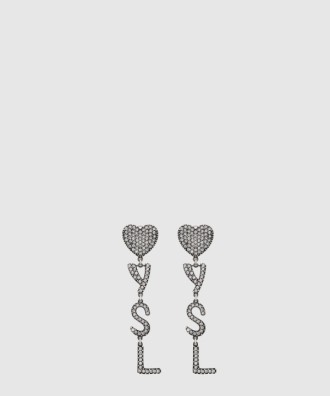메탈 및 크리스탈 소재의 Opyum 하트 이어링 584228