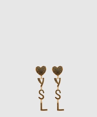 메탈 및 크리스탈 소재의 Opyum 하트 이어링 584228