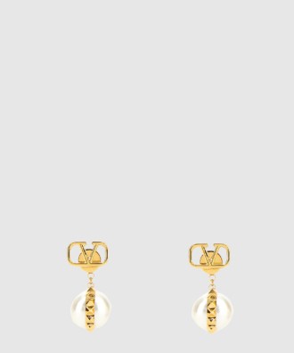 드롭 V로고 스터드 이어링