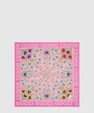 플로럴 프린트 실크 스카프 743876