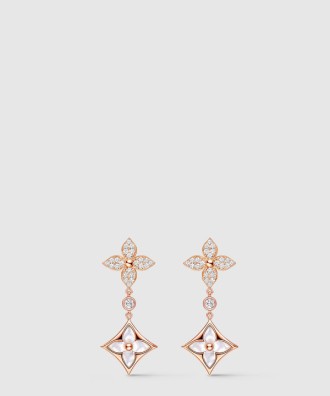 컬러 블라썸 더블 스타 롱 귀걸이 Q06489