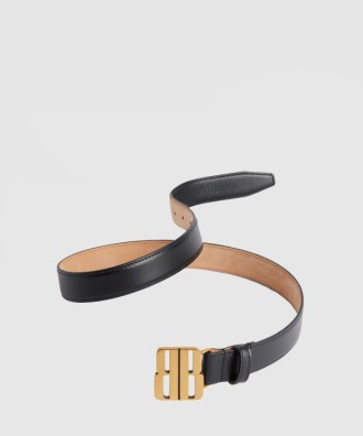 나노 블랙 유광 얇은 소가죽 벨트 829005