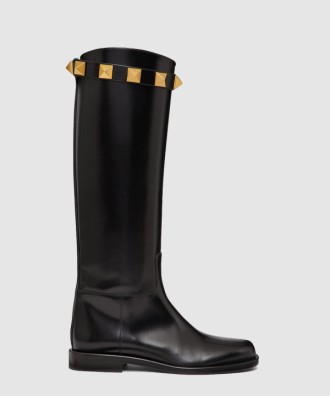 송아지 가죽 로만 스터드 부츠