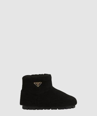 삼각 로고 시어링 앵클 부츠 1T711N