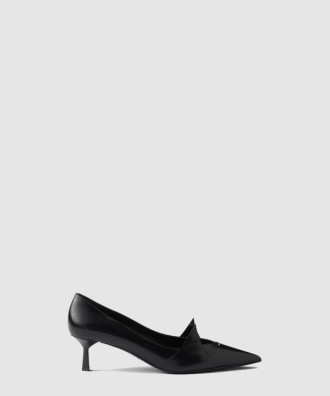 투톤 브러시드 레더 펌프스 검은색 1I976N