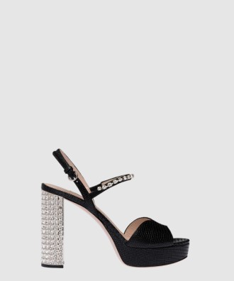 프린트 레더 플랫폼 샌들 5XP877