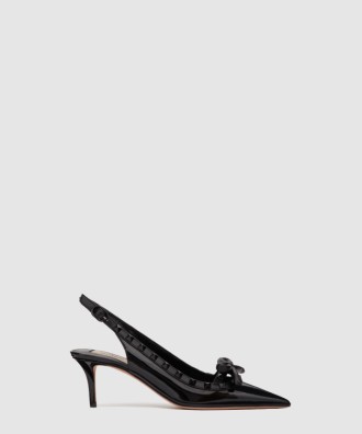 페이턴트 가죽 락스터드 케이지 펌프스